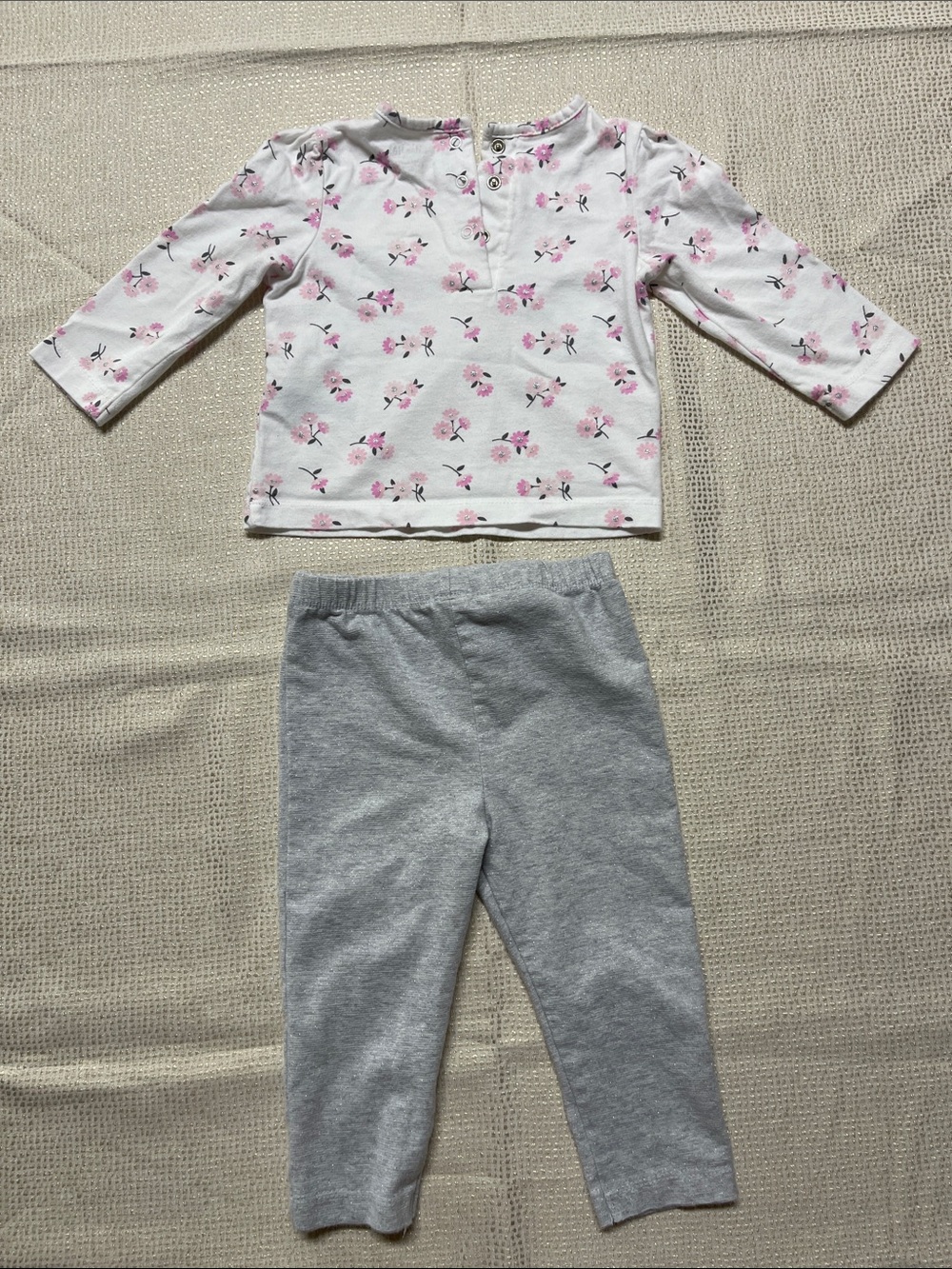 Little Me Pink Floral Long-Sleeve Top & Gray Leggings - Picture 5 of 6